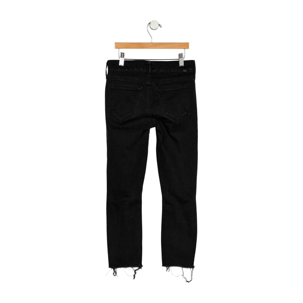 Mother Women Looker Ankle Fray Skinny Jeans Black‎ Distressed Raw Hem Size XS 25